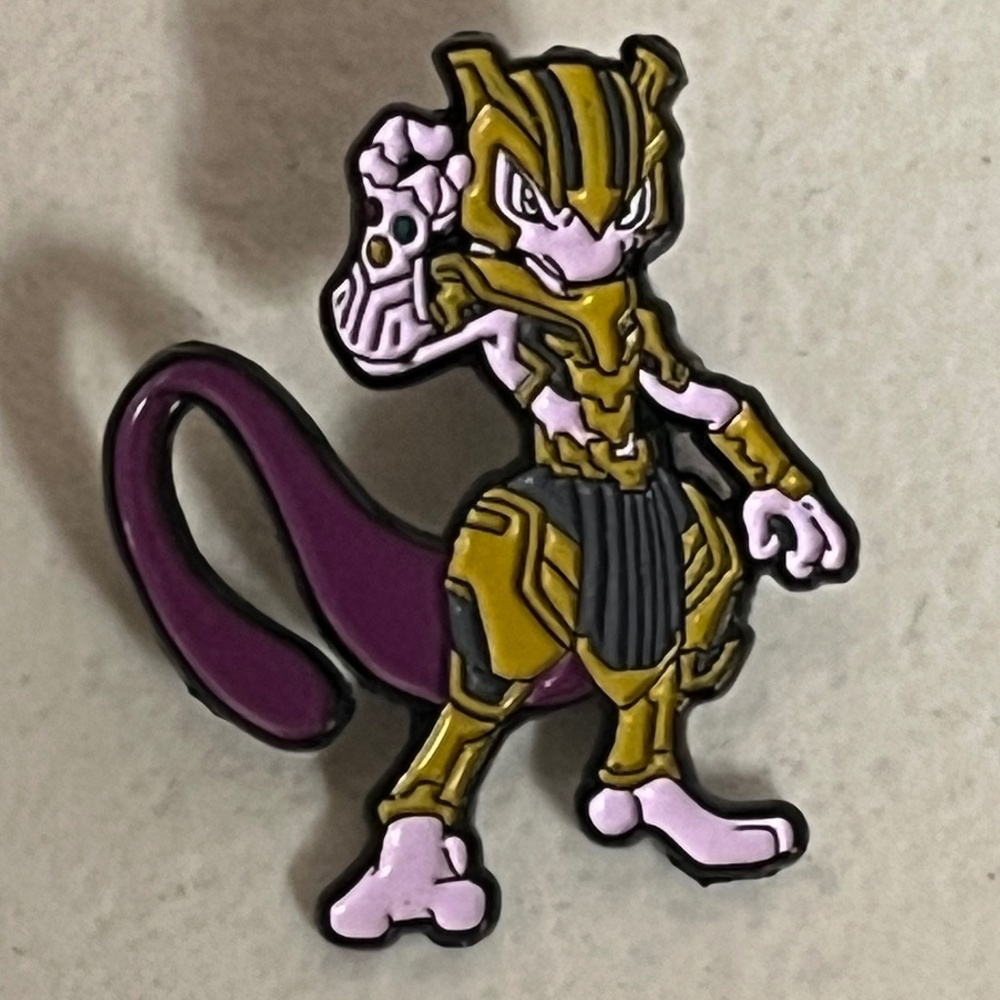 Thanos Mewtwo Mash Pokemon Enamel Pin Pink Yellow Pins Brooch Hat Streetwear
